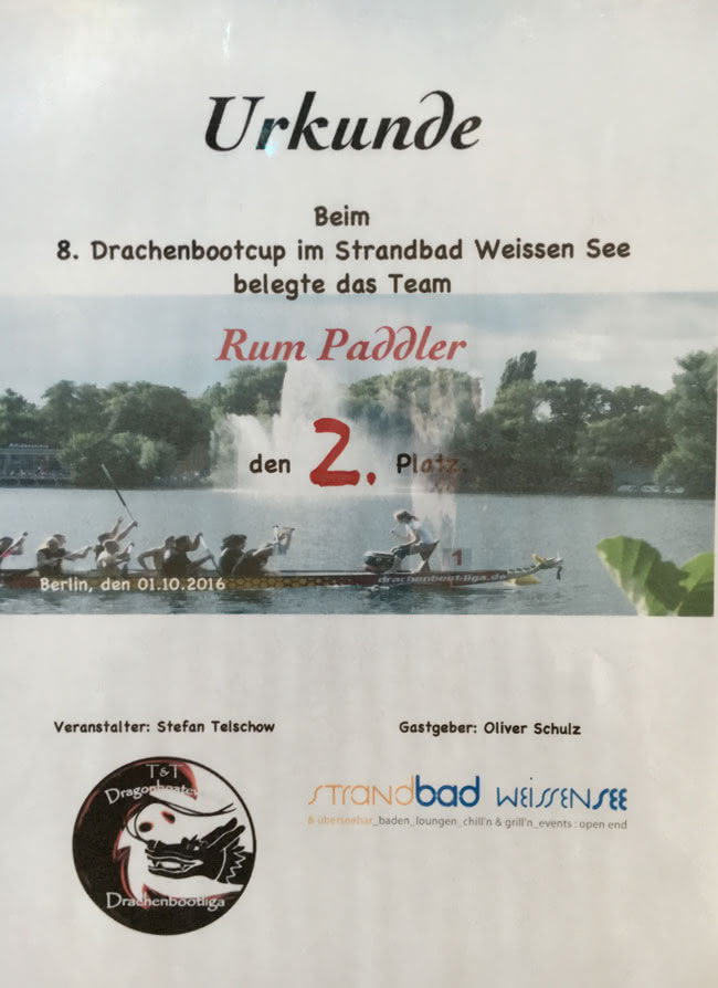 8. Drachenbootcup Berlin-Weißensee 2016 mit den RUM-PADDLER